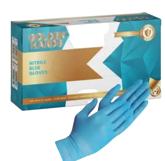 Golden Hands Blue Nitrile Gloves