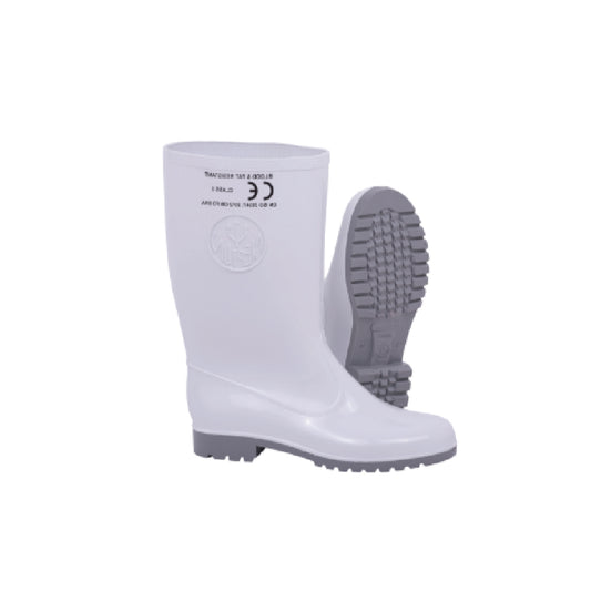 Neptun Marina Calf Length Ladies Oil and Acid Resistant Sole Gumboot (MWG25) White/Grey