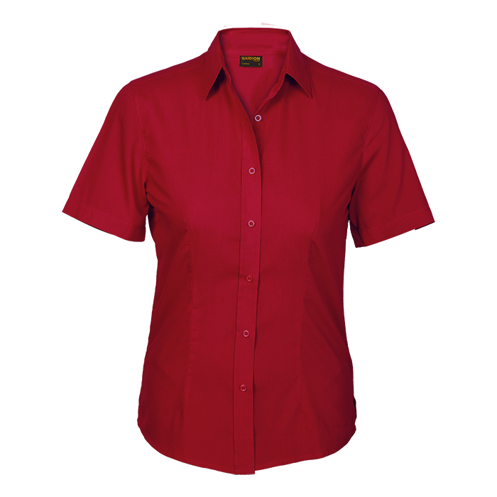 Lounge Shirts & Blouses - Barron Ladies Basic Poly Cotton Blouse Short  Sleeve (LL-PLA)