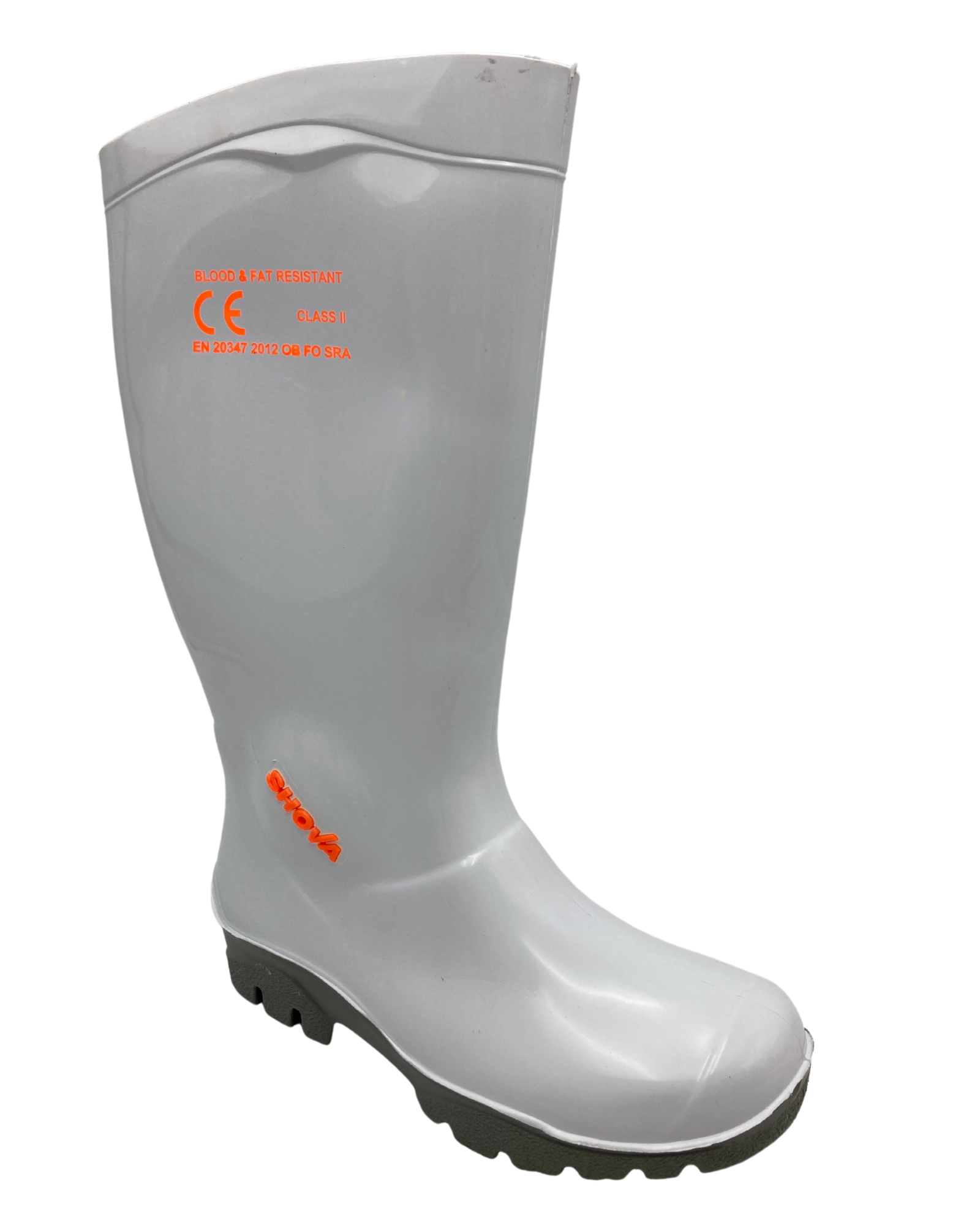 Gumboots Neptun Shova Oil and Acid Resistant Sole Gumboot VWG25 White Grey Basson Workwear