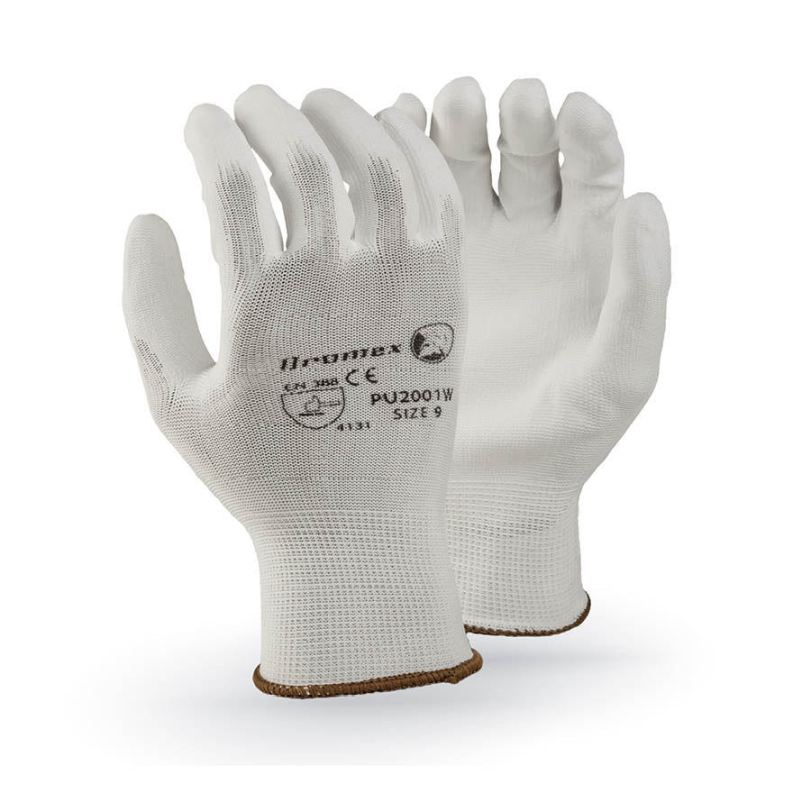 Dromex PU Palm Coated On Knitted Shell Inspector Glove (PU2001) White